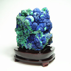 天然蓝铜矿摆件 蓝铜矿孔雀石共生晶体 天然矿物晶体标本奇石原石