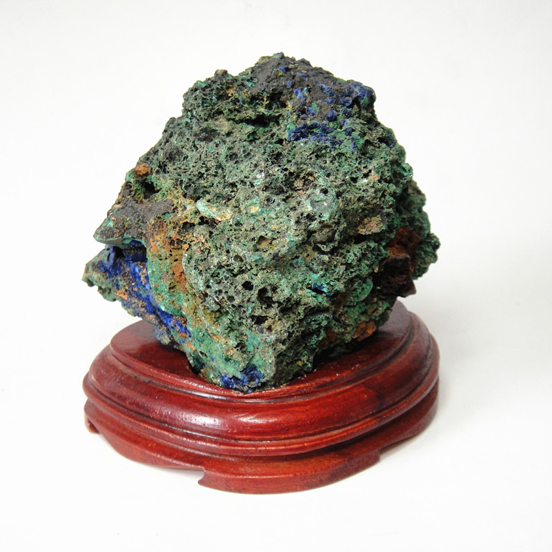 天然蓝铜矿孔雀石共生摆件 矿物晶体 天然蓝铜矿矿物晶体标本奇石
