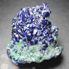 天然蓝铜矿晶体 蓝铜矿和孔雀石共生原矿 矿物晶体标本收藏