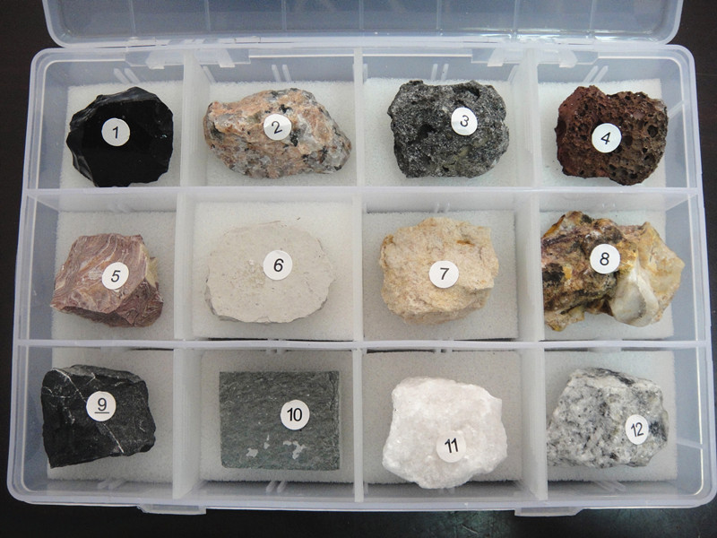 岩石标本套装 12种不同石头 3大类岩石齐全 教育学习研究收藏标本