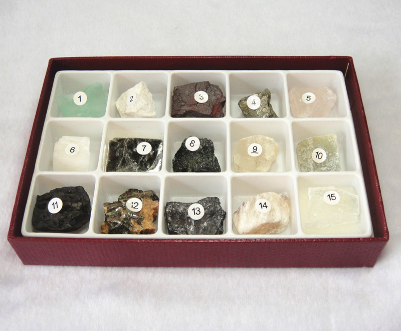 15种常用矿物标本盒装 学校适用教学标本 升级彩盒包装 兴趣礼物