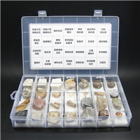 47种天然化石标本套装 塑料盒教学标本 2盒一套 送化石书籍一本