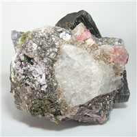 碧玺白云母锂辉石白水晶茶水晶锂云母长石共生矿物晶体标本观赏石